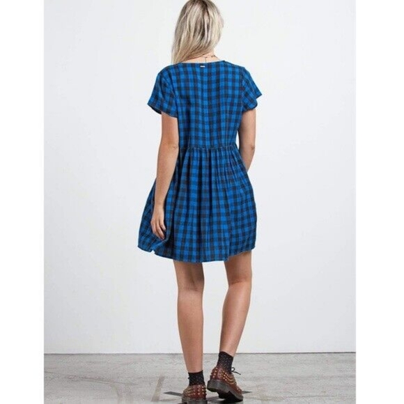 NWOT Volcom Buffalo Plaid Babydoll Dress - Picture 2 of 11